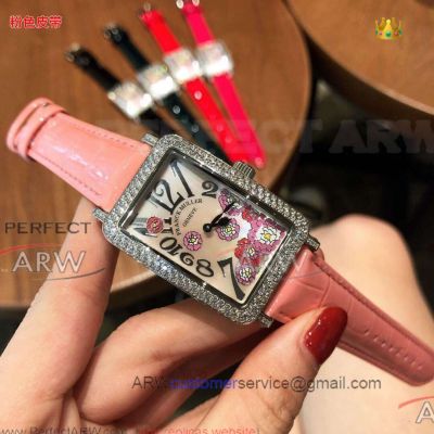 Perfect Replica Franck Muller White Dial Pink Leather Strap 34mm Watch